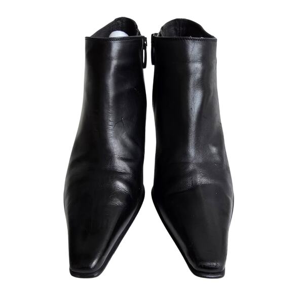 Pointed Toe Boot Donald J Pliner Loni Size 7 Black Leather Side Zip Ankle Bootie - Picture 3 of 11